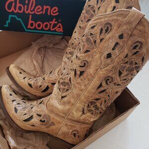 Boots leather beige and black